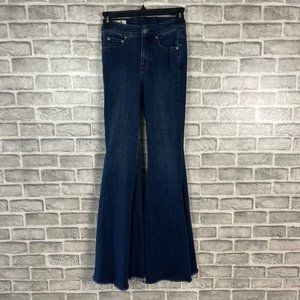 We The Free Super High Rise Lace Up Flare Jeans Size 24 Dark Wash Hippie 24x31